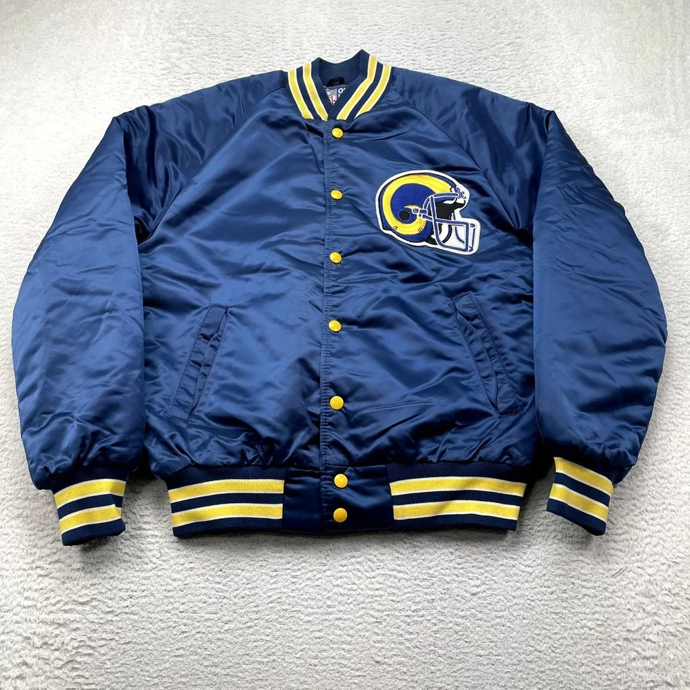 VTG Mens LA Rams Stahl-Urban Medium NFL BLUE Snap Jacket‎